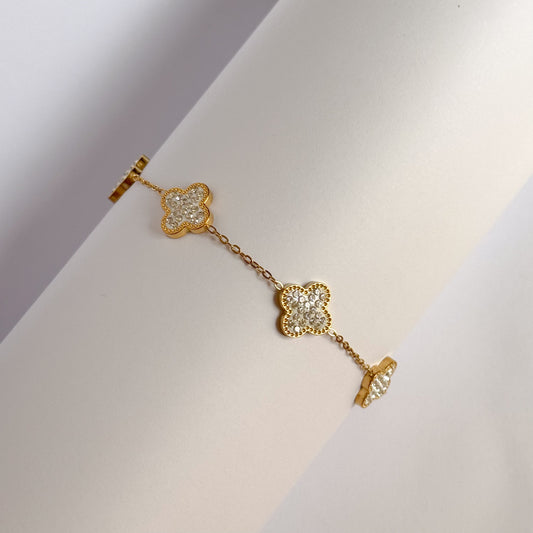 CIANA | SHIMMERY CLOVER BRACELET WHITE