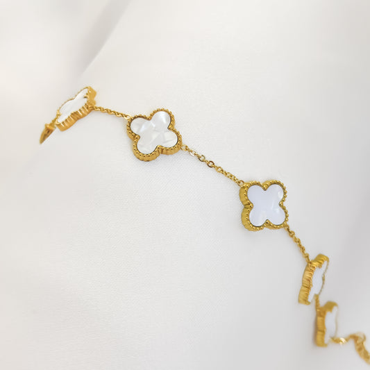 CLAIRE | CLOVER CHAIN BRACELET WHITE