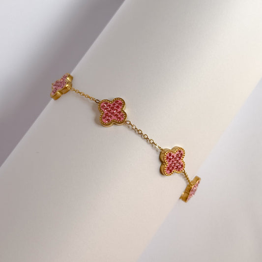 CIANA | Shimmery clover bracelet pink