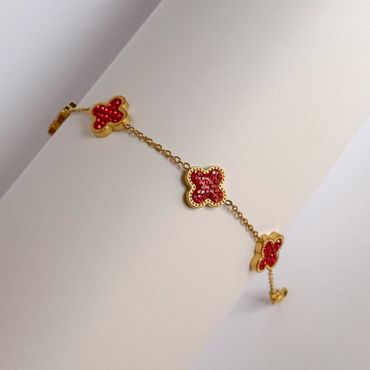 CIANA | SHIMMERY CLOVER BRACELET RED
